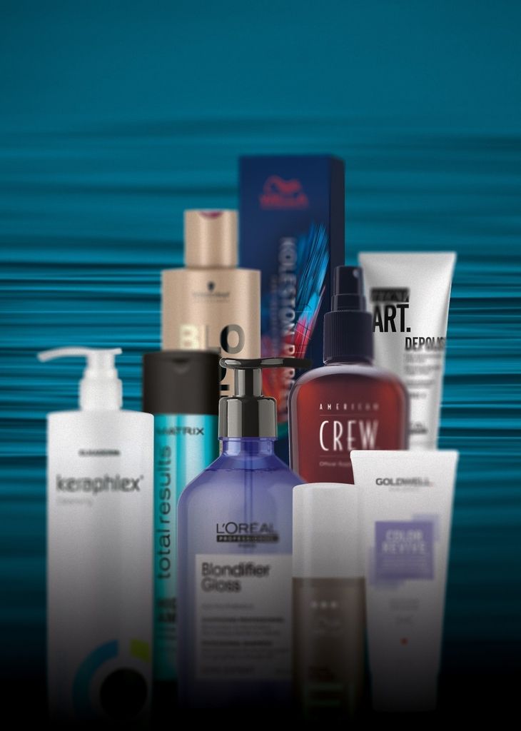 Verschiedene Haarpflegeprodukte unterschiedlicher Marken